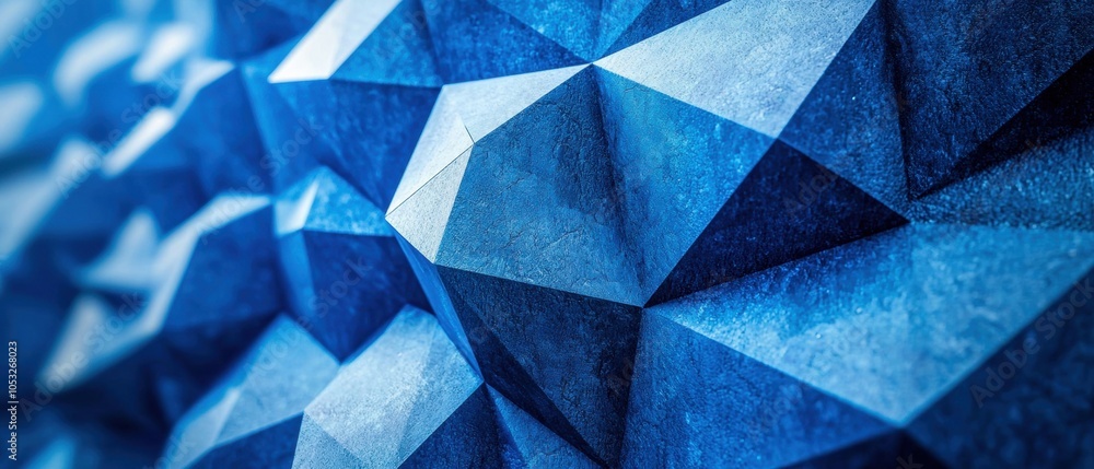 Poster Abstract blue geometric pattern with sharp angles and facets, creating a modern and dynamic visual effect.