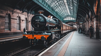 Vintage Steam Train in Historic Railway Station © Chronicles Artsy 