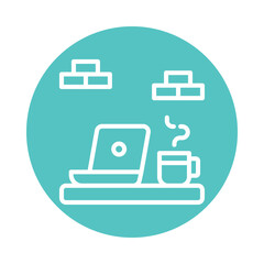 Workplace vector Outline Circle Design icon. Workplace Symbol on White background EPS 10 File