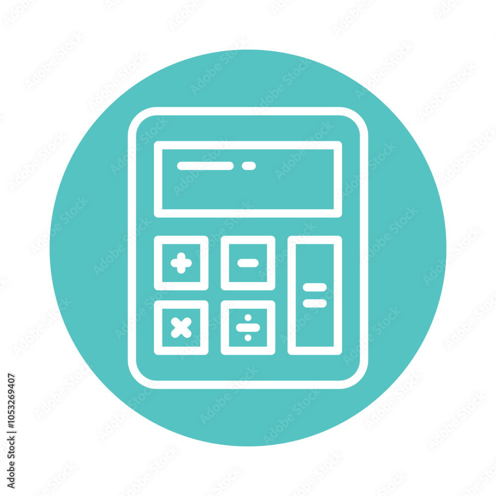 Aufkleber calculator vector outline circle design icon. workplace symbol on white background eps 10 file
