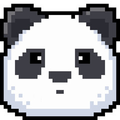 pixel art illustration of a panda head