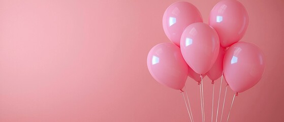 Five pink balloons against a soft pink background, evoking feelings of joy and celebration.