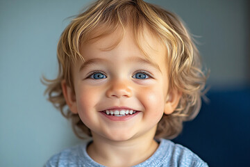 portrait of an white little boy with a smile