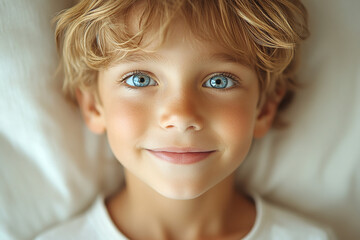 portrait of an white little boy with a smile