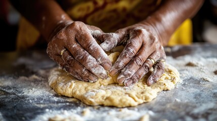 Close Up of Hands Kneading Dough