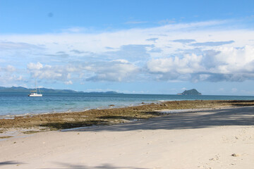 Blue sky summer Panya Beach, Phi Phi island Thailand.