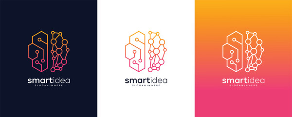 Brain connection logo design vector illustration