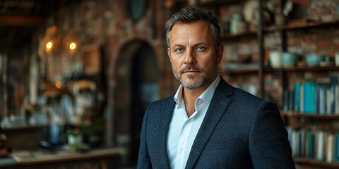 Obraz premium Portrait of a successful businessman standing and looking at the camera