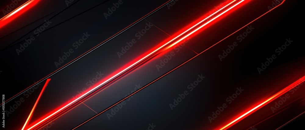 Aufkleber abstract red neon light lines on a dark background, creating a futuristic and dynamic visual effect.