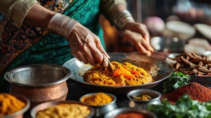 Indian Woman Preparing Curry Dish