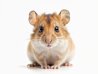 Cute hamster isolated on white background.