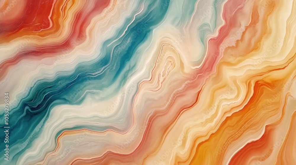 Poster fluid wave lines in various tones, forming a seamless background with an abstract touch.