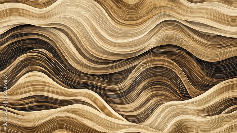 Poster fluid wave lines in various tones, forming a seamless background with an abstract touch.