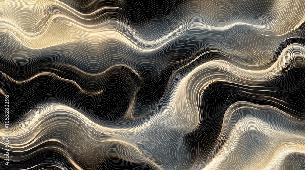 Poster gradient wavy lines creating a seamless pattern in abstract shades, perfect for a fluid background.