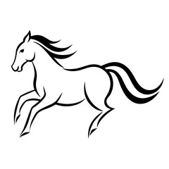 Design a Dynamic Galloping Horse Logo with Flowing Lines and Effective Negative Space