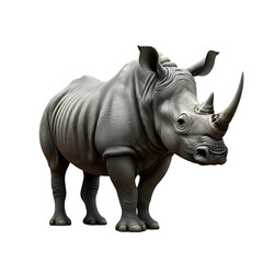 Obraz premium Majestic Rhinoceros With Wrinkled Skin On Transparent Background 