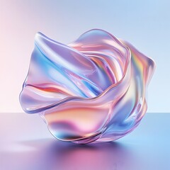 3D abstract holographic patterns, Floating geometric shapes