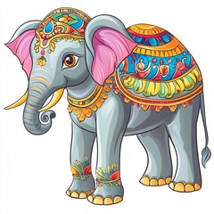 Obraz premium A playful Indian cartoon elephant with colorful decorations