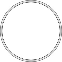 Round silver frame. Isolated luxury circle silver border. Silver grey ring frame mockup design element. Vector illustration.
