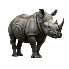 Obraz premium Wild Rhino With Textured Skin On Transparent Background 