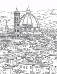 Obraz premium Coloring page for adults A panoramic view of the Cat