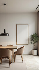 Elegant Modern Living Room Interior with Minimalist Decor and Neutral Color Scheme - Art Mockup Ready