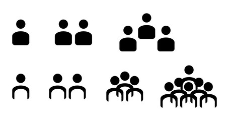 set of icon user or people. 1, 2, 3, 4, and 5. alone and in groups.