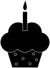 Obraz premium birthday illustration dessert silhouette pastry logo bakery icon sweet outline cake food celebration holiday party candle cream anniversary decoration shape for vector graphic background