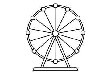 Ferris Wheel Line Icon and Clipart: Vector Illustration on White Background