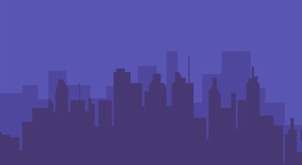 Fototapeta premium Winter City skyline illustration. Urban landscape. Daytime cityscape. Winter day in urban area with buildings vector illustration
