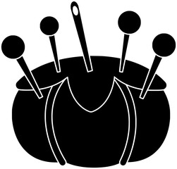 sewing illustration craft silhouette tailor logo design icon machine outline sew thread fabric cushion pin handmade equipment textile cloth shape for vector graphic background