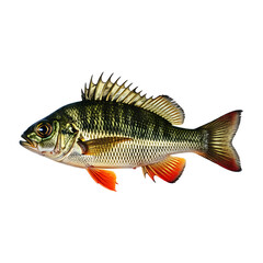 Obraz premium Green And Yellow Perch With Striped Pattern On Transparent Background 