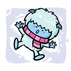 Cute Yeti Lying in the Snow