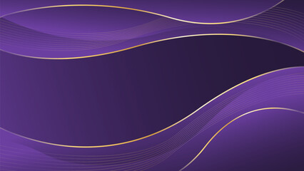 Abstract purple luxury wave background with gold lines. Elegant modern wallpapers. Suitable for templates, banners, cards, sales, ads, events, awards, web and pages