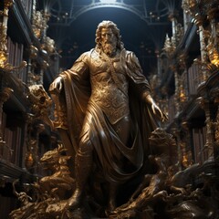 Fototapeta premium Hyper-Realistic Golden Statue Photography Capturing Every Detail