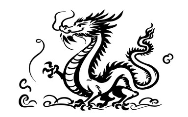 traditional chinese dragon illustration in bold strokes