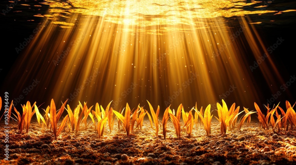 Aufkleber beneath the surface a glimpse into the underwater world illuminated by sunlight and life