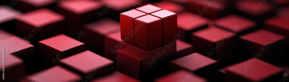 Leinwandbilder red cubes a unique perspective on geometric shapes and their arrangement in a minimalist setting