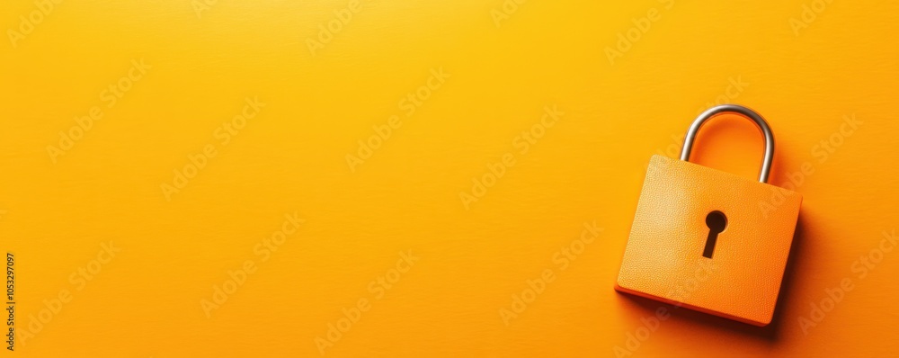 Poster Exploring security concepts the significance of a padlock on a vibrant orange background for protecting privacy and information