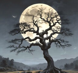 Fototapeta premium Illustration of lonely tree.