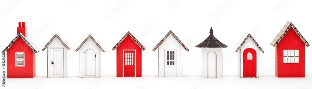 Poster charming collection of colorful miniature houses showcasing unique architectural styles and designs