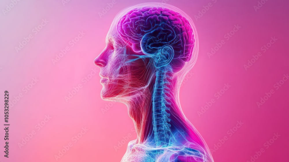 Aufkleber exploring the intricacies of human anatomy a vibrant visualization of the brain and nervous system