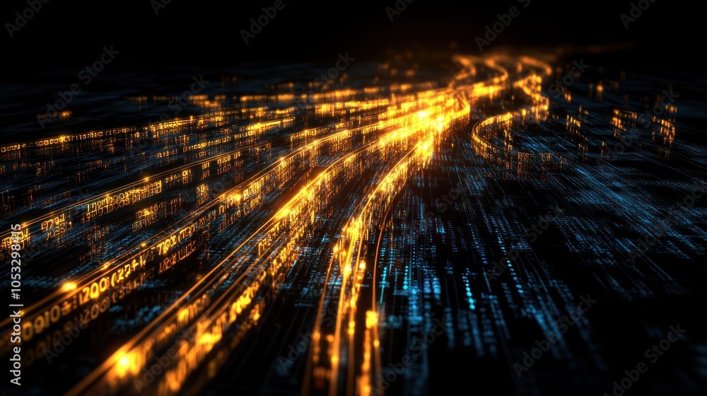 Fototapete Dynamic data flow illuminating the path of information in the digital era