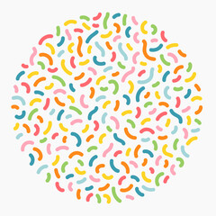 Fun colorful doodle shape circle. Design element in childish style. Vector background.