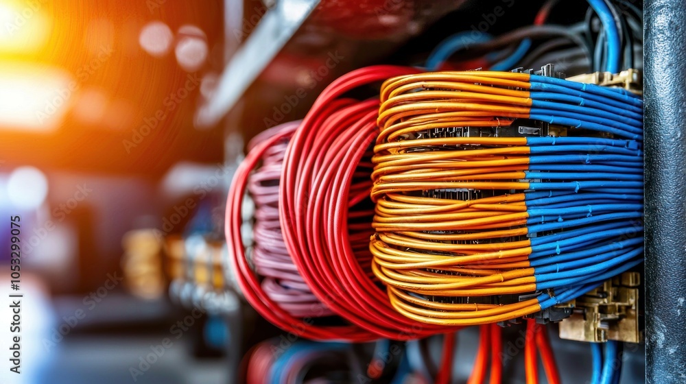 Poster Exploring the intricacies of modern connectivity a close-up on colorful networking cables and their importance in technology infrastructure
