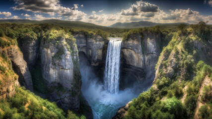 Obraz premium majestic landscape, big waterfall.