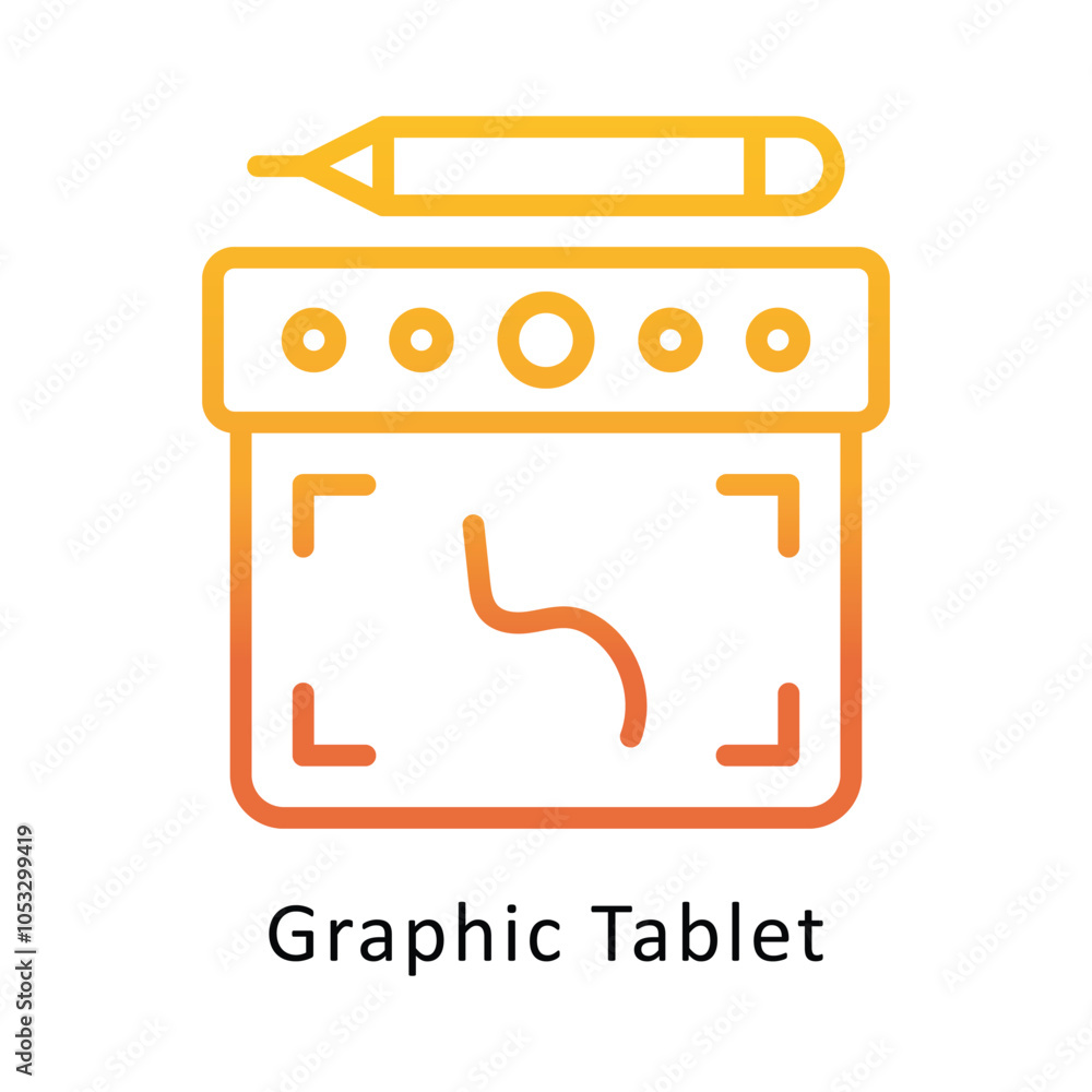 Poster graphic tablet vector outline gradient design icon. workplace symbol on white background eps 10 file
