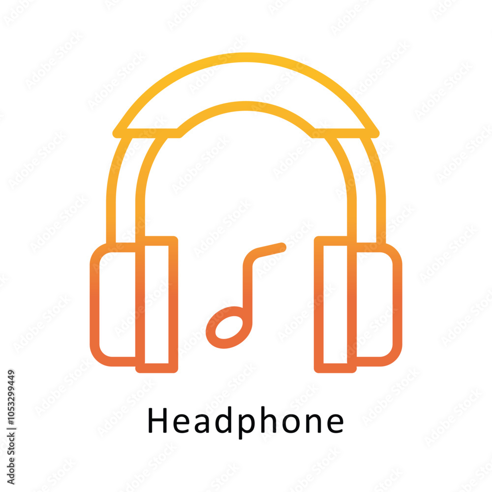 Poster headphone vector outline gradient design icon. workplace symbol on white background eps 10 file