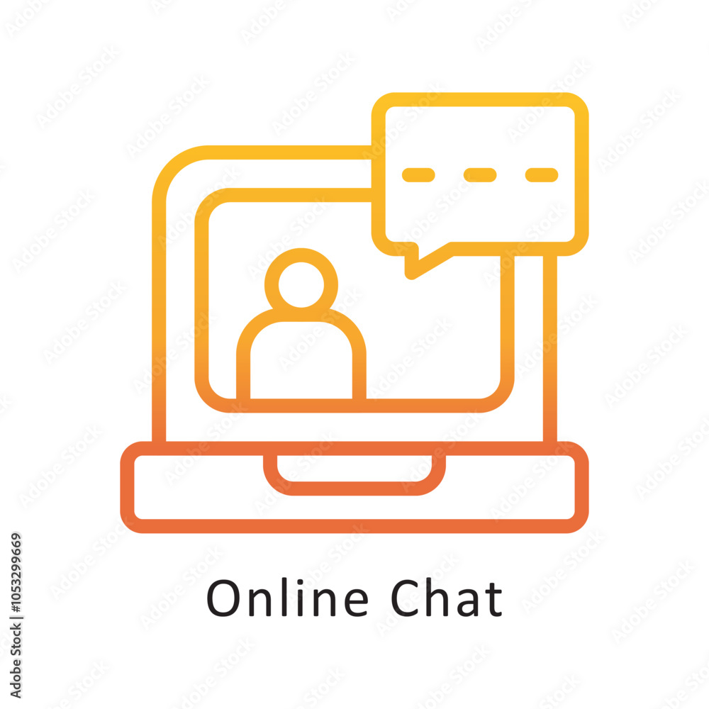 Poster online chat vector outline gradient design icon. workplace symbol on white background eps 10 file