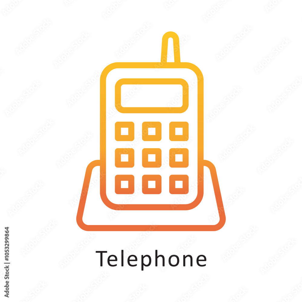 Poster telephone vector outline gradient design icon. workplace symbol on white background eps 10 file